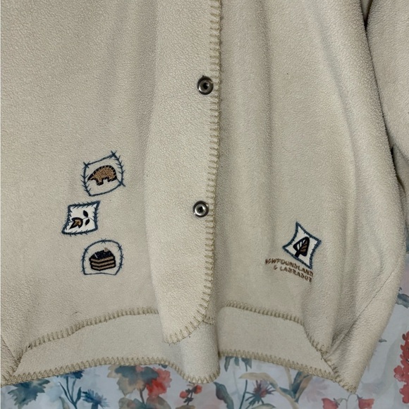 Vintage Polar Fleece Cream Teddy Jacket with NL and L Embroidery - Picture 4 of 10